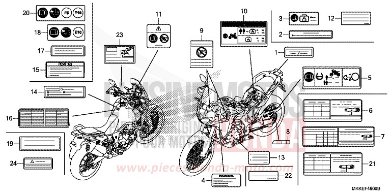 WARNETIKETT (CRF1000A/AL/D/DL) von Africa Twin GRAND PRIX RED (R380B) von 2019